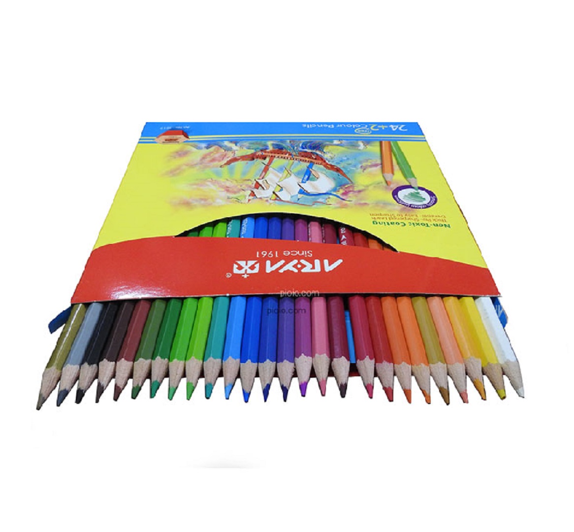 تصاویر مداد رنگی 2+24 رنگ جعبه مقوایی آریا Arya کد 3017 مداد رنگی 2+24 رنگ جعبه مقوایی آریا Arya کد 3017