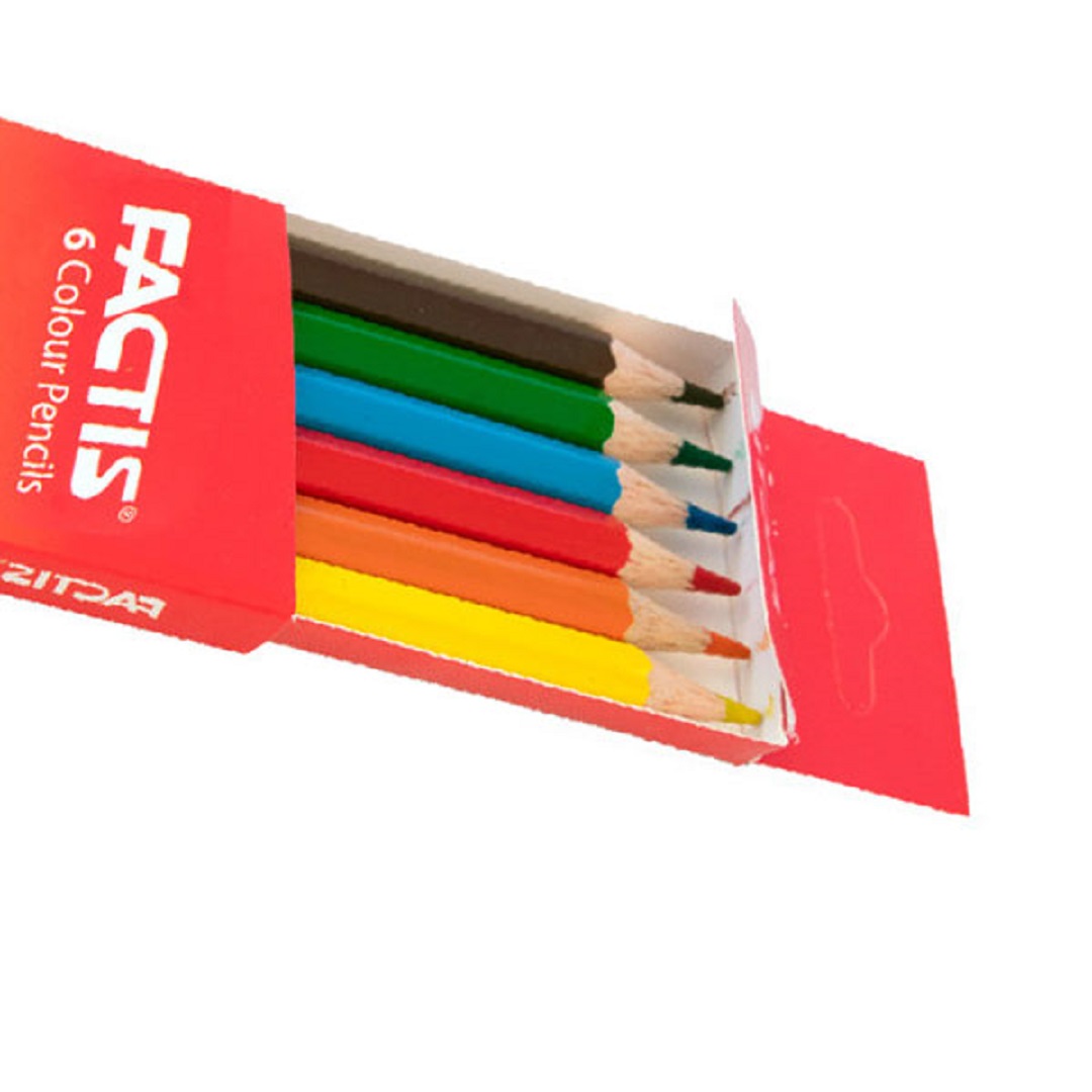 تصاویر مداد رنگی 6 رنگ جعبه مقوایی فکتیس FACTIS مداد رنگی 6 رنگ جعبه مقوایی فکتیس FACTIS
