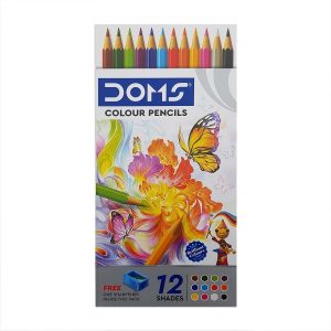عکس مداد رنگی 12 رنگ جعبه مقوایی دامس Doms همراه با تراش کد 3445 - شماره 12