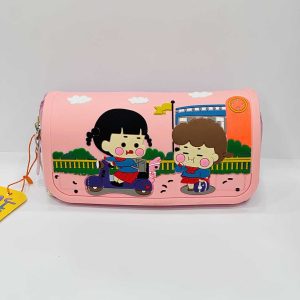عکس جامدادی سویل سیلیکونی طرح دختر پسر صورتی کد 4037 - شماره 4
