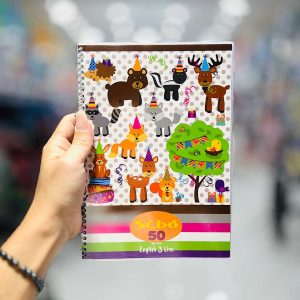 عکس دفتر 50 برگ 3 خط سیبو طرح حیوانات و درخت تولد کد B 9/2 - شماره 4