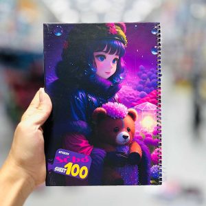 عکس دفتر 100 برگ جلد سخت سیبو طرح دختر بنفش کد A 44 - شماره 7