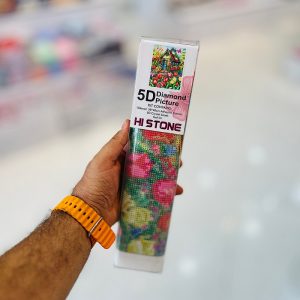 عکس نقاشی الماسی طرح خانه ای در گل ها سایز 30 در 40 مدل رولی بدون بوم - شماره 14