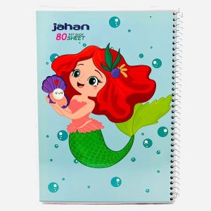 عکس دفتر 80 برگ پری دریایی و حباب برند جهان کد 801 - شماره 6