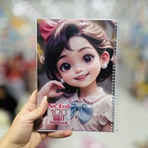 عکس دفتر 100 برگ سیبو طرح دختر لباس صورتی خندان کد A 26 - شماره 1