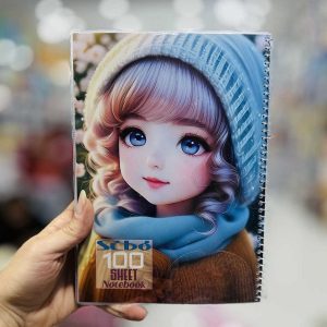 عکس دفتر 100 برگ سیبو طرح دختر شال و کلاه آبی کد A 26 - شماره 10