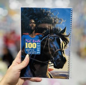 عکس دفتر 100 برگ سیبو طرح دختر مو فر اسب سوار کد A 37 - شماره 2