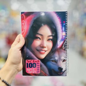 عکس دفتر 100 برگ سیبو طرح دختر همراه گرگ کد A 37 - شماره 11
