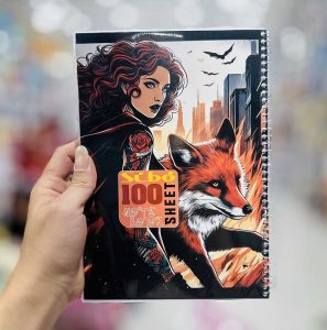 عکس دفتر 100 برگ سیبو طرح دختر مو قرمز با روباه کد A 37 - شماره 12