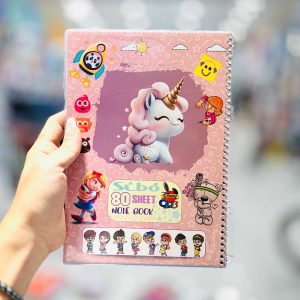 عکس دفتر 80 برگ حاشیه دار طرح یونیکورن صورتی کم رنگ سیبو کد M 41/2 - شماره 12