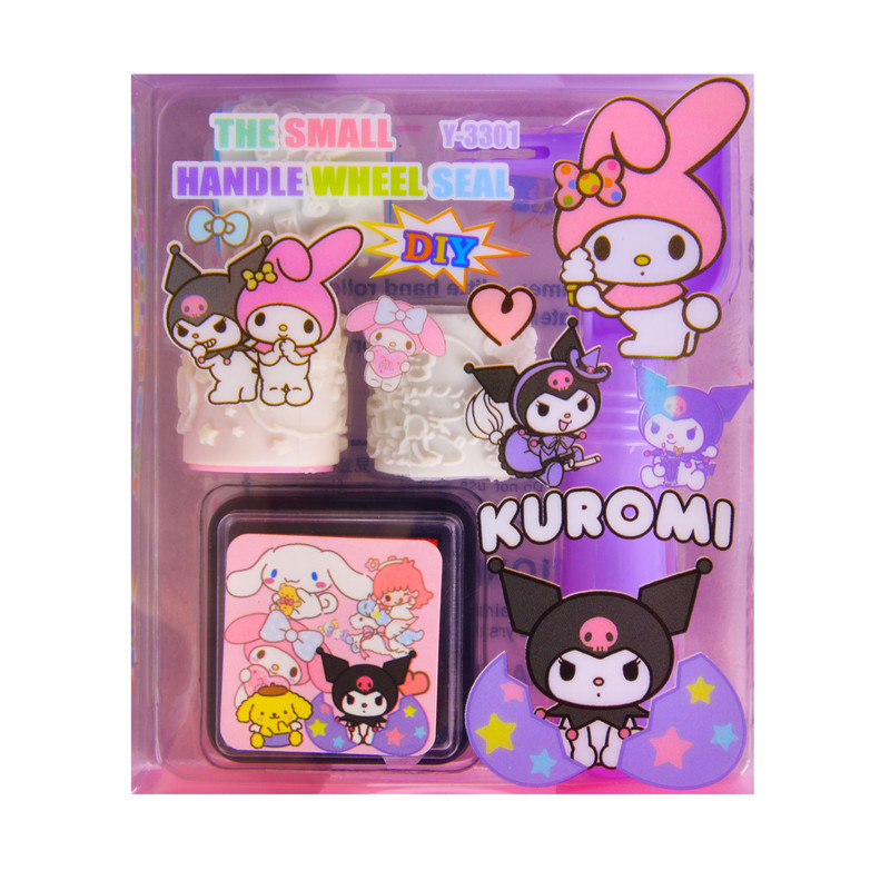تصاویر مهر غلطکی فانتزی طرح KUROMI کرومی مجموعه 5 عددی به همراه استامپ مهر غلطکی فانتزی طرح KUROMI کرومی مجموعه 5 عددی به همراه استامپ
