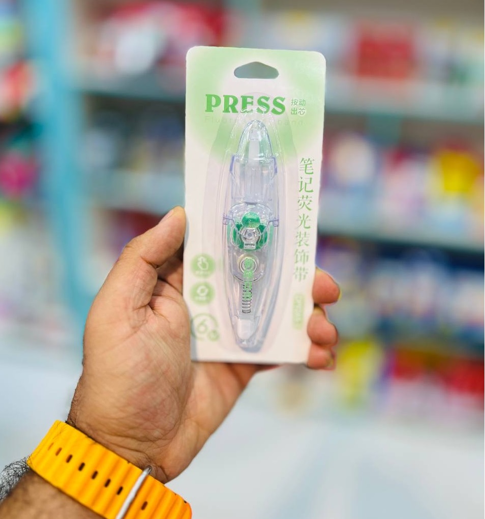 تصاویر هایلایتر 6متری نواری PRESS کد DP9265-1 رنگ سبز هایلایتر 6متری نواری PRESS کد DP9265-1 رنگ سبز