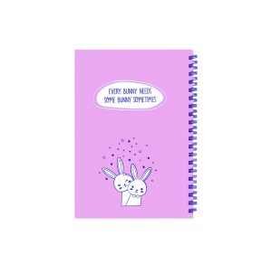 عکس دفتر یادداشت 100برگ پاپکو PAPCO یک خط سایز B6 پاستلی طرح Funny Bunnies رنگ بنفش - شماره 12