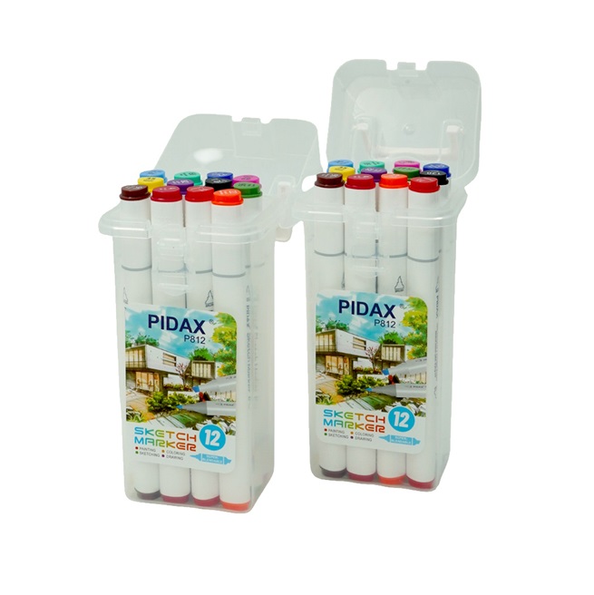 تصاویر ماژیک دوسر راندو پیداکس PIDAX بسته 12 رنگی ماژیک دوسر راندو پیداکس PIDAX بسته 12 رنگی