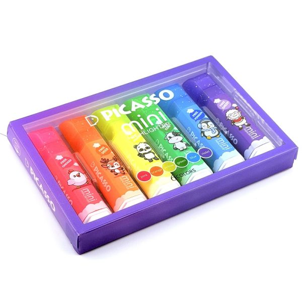 تصاویر هایلایتر مینی 6 رنگ پیکاسو PICASSO نئونی طرح فانتزی حیوانات کد 12966 هایلایتر مینی 6 رنگ پیکاسو PICASSO نئونی طرح فانتزی حیوانات کد 12966
