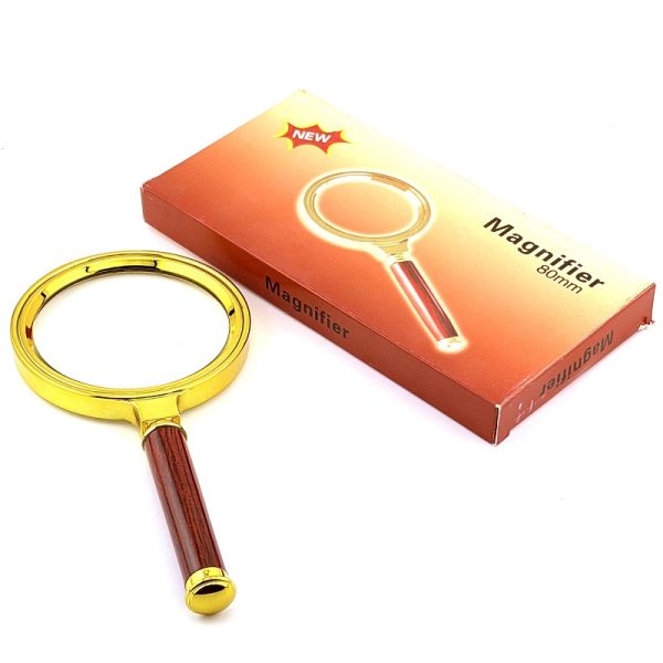 تصاویر ذره بین کلاسیک طلایی سایز 80 ذره بین کلاسیک طلایی سایز 80