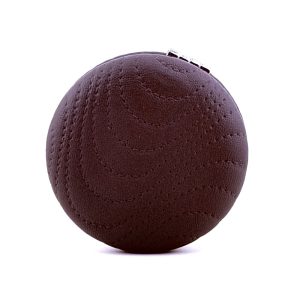 عکس آینه کیفی گرد طرح چرم دوختی رنگ طوسی - شماره 2