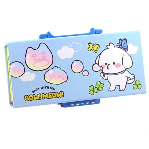 عکس جامدادی مگنتی وارداتی BOW! MEOW! قفل دار چمدانی رنگ آبی کد 2501 - شماره 1
