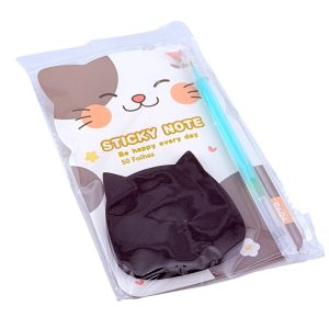 عکس پک استیکی نوت گربه مشکی و خودکار مخصوص جوهر نئونی رنگ سبز کد 002 - شماره 8