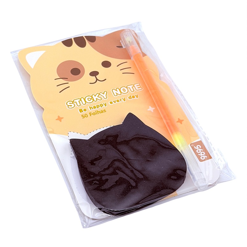 تصاویر پک استیکی نوت گربه مشکی و خودکار مخصوص جوهر نئونی رنگ نارنجی کد 002 پک استیکی نوت گربه مشکی و خودکار مخصوص جوهر نئونی رنگ نارنجی کد 002