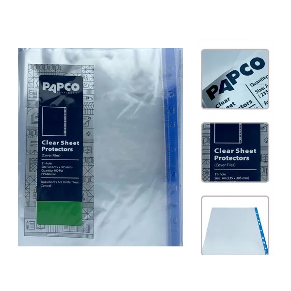 تصاویر کاور 50 میکرون پاپکو PAPCO سایز A4 بسته 100 عددی لبه سبز کد 11-A4 کاور 50 میکرون پاپکو PAPCO سایز A4 بسته 100 عددی لبه سبز کد 11-A4