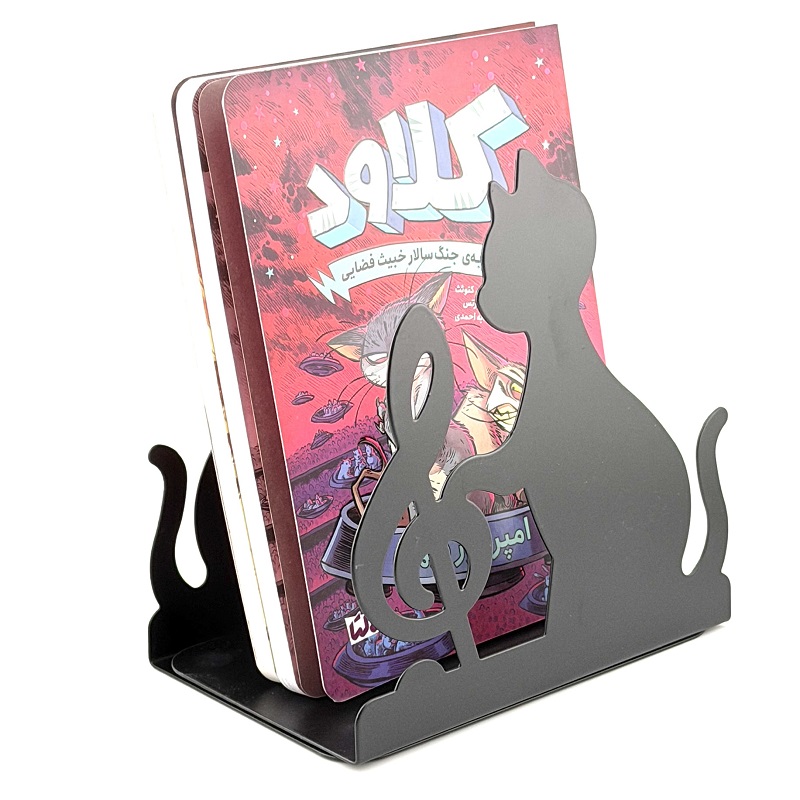 تصاویر نگهدارنده کتاب فلزی (شلف) طرح گربه و موسیقی بسته 2 عددی نگهدارنده کتاب فلزی (شلف) طرح گربه و موسیقی بسته 2 عددی