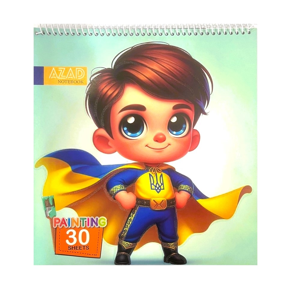 تصاویر دفتر 30 برگ خشتی آزاد AZAD مدل سیم از بالا طرح پسر قهرمان کد 3003 دفتر 30 برگ خشتی آزاد AZAD مدل سیم از بالا طرح پسر قهرمان کد 3003