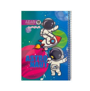 عکس دفتر مشق 40 برگ حاشیه دار آزاد AZAD مدل سیم بغل طرح جلد فضانورد و سفینه کد 10 (سایز 17 در 23) - شماره 12