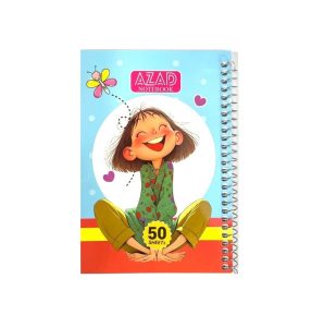 عکس دفتر یادداشت 50 برگ شومیز آزاد AZAD مدل سیم بغل طرح دختر خوشحال کد 25010 (سایز 11 در 17) - شماره 8