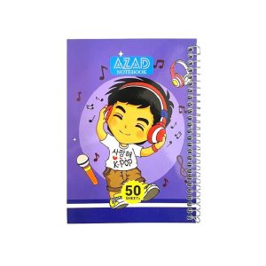 عکس دفتر یادداشت 50 برگ شومیز آزاد AZAD مدل سیم بغل طرح پسر و موزیک کد 25010 (سایز 11 در 17) - شماره 6