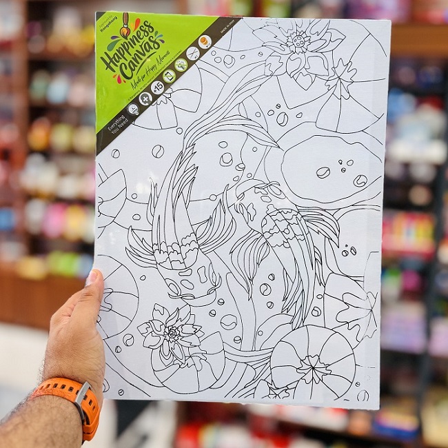 تصاویر بوم طراحی رنگ آمیزی رنگارنگ Happiness سایز 30 در 40 طرح ماهی قرمز بوم طراحی رنگ آمیزی رنگارنگ Happiness سایز 30 در 40 طرح ماهی قرمز