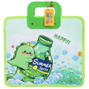 عکس کیف طلقی تابستانی سویل SEVIL دخترانه مدل دسته دار طرح بچه دایناسور و اسپرایت - شماره 8