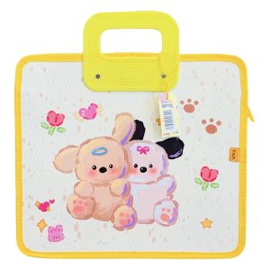 عکس کیف طلقی تابستانی سویل SEVIL دخترانه پسرانه مدل دسته دار طرح خرس و هاپو کیوت رنگ زرد - شماره 6