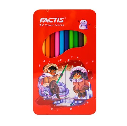 تصاویر مداد رنگی 12 رنگ فکتیس FACTIS مدل جعبه فلزی طرح 02 مداد رنگی 12 رنگ فکتیس FACTIS مدل جعبه فلزی طرح 02