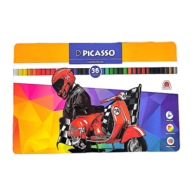 تصاویر مداد رنگی 36 رنگ پیکاسو PICASSO طرح موتور وسپا قرمز جعبه فلزی کد 801601 مداد رنگی 36 رنگ پیکاسو PICASSO طرح موتور وسپا قرمز جعبه فلزی کد 801601