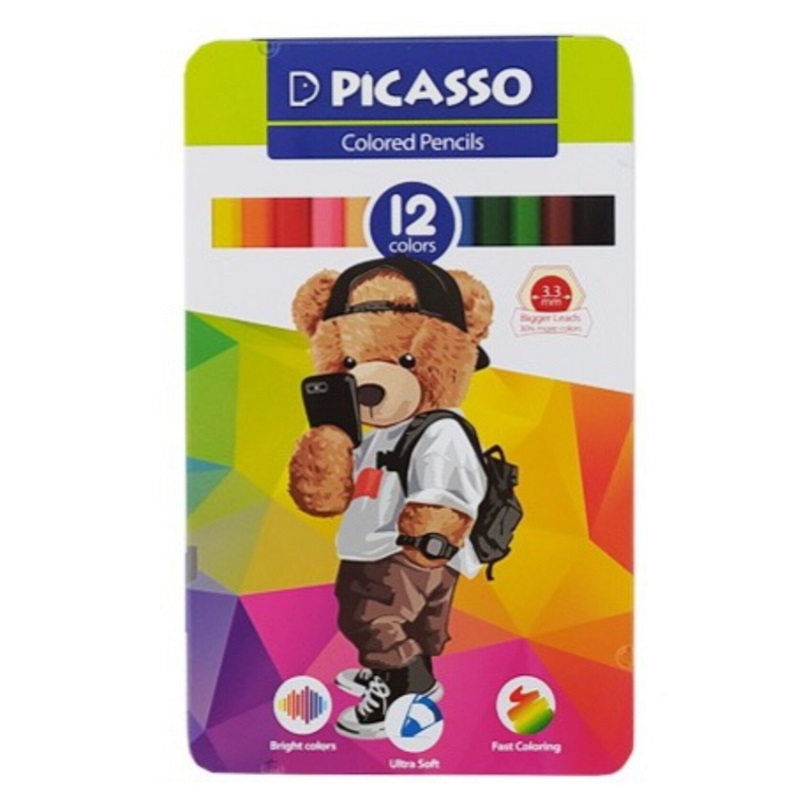 تصاویر مداد رنگی 12 رنگ پیکاسو PICASSO جعبه فلزی طرح خرس موبایل به دست کد 801625 مداد رنگی 12 رنگ پیکاسو PICASSO جعبه فلزی طرح خرس موبایل به دست کد 801625