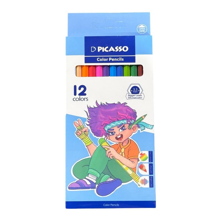 تصاویر مداد رنگی 12 رنگ پیکاسو PICASSO طرح پسر مو بنفش رنگ آبی کد 801052 مداد رنگی 12 رنگ پیکاسو PICASSO طرح پسر مو بنفش رنگ آبی کد 801052