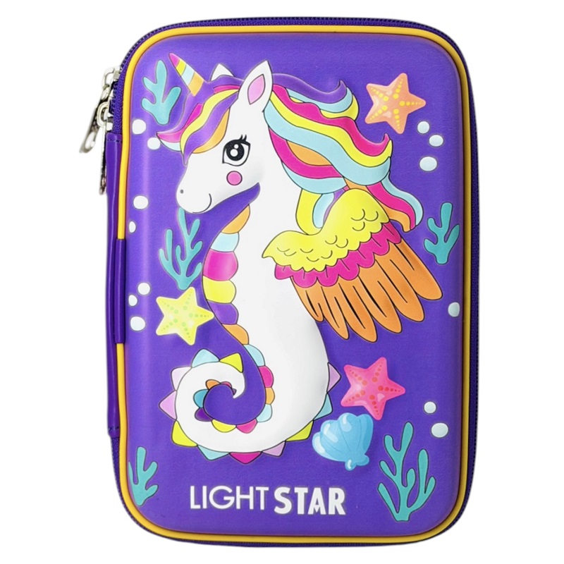 تصاویر جامدادی تبلتی بزرگ 2 زیپ لایت استار LIGHT STAR طرح یونیکورن دریایی رنگ بنفش جامدادی تبلتی بزرگ 2 زیپ لایت استار LIGHT STAR طرح یونیکورن دریایی رنگ بنفش