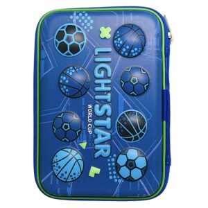 عکس جامدادی تبلتی بزرگ 2 زیپ لایت استار LIGHT STAR طرح توپ های ورزشی رنگ سرمه ای - شماره 1