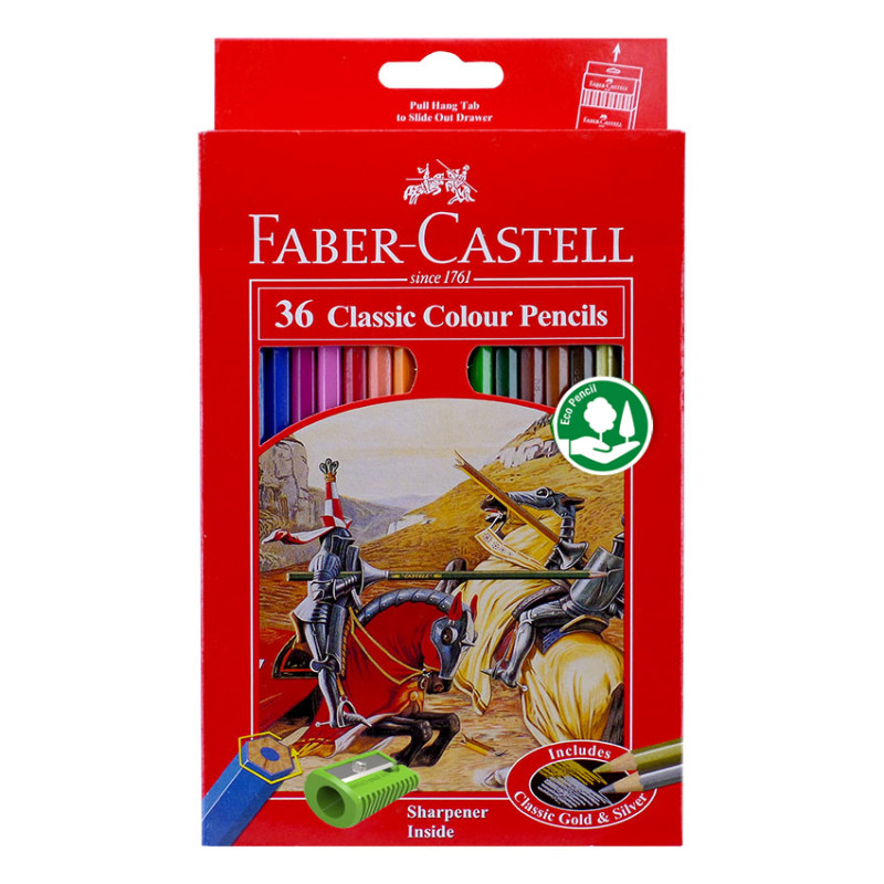 تصاویر مداد رنگی 36 رنگ فابرکاستل Faber castell سری کلاسیک همراه تراش جعبه مقوایی کد 115856 مداد رنگی 36 رنگ فابرکاستل Faber castell سری کلاسیک همراه تراش جعبه مقوایی کد 115856