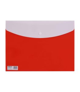عکس پوشه دکمه دار پاپکو PAPCO مدل جیب دار پشت سایز A4 رنگ قرمز و سفید کد A4-113 BC - شماره 10