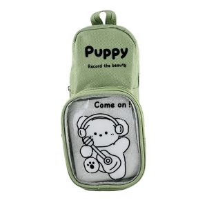 عکس جامدادی وارداتی دو زیپ لیوهو LUHO مدل ایستاده جلو طلقی طرح هاپو Puppy رنگ سبز - شماره 1