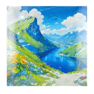 عکس نقاشی الماسی طرح کوه و رودخانه سایز 30 در 30 مدل بوم دار - شماره 5