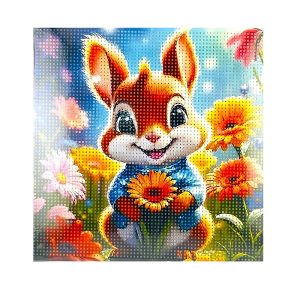 عکس نقاشی الماسی طرح خرگوش مزرعه گل سایز 30 در 30 مدل بوم دار - شماره 4