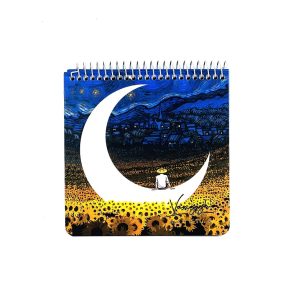 عکس دفتر طراحی 80 برگ جلد ساخت هشتگ HASHTAG مدل ونگوگ مربعی سایز 14 در 14 طرح ماه و روستا کد 110 - شماره 11