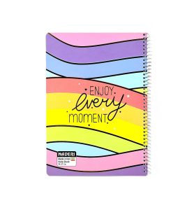 عکس دفتر 100 برگ جلد شومیز نادری NADERI سری طلاکوب رنگین کمانی طرح ENJOY EVRY MOMENT کد 00357 - شماره 2