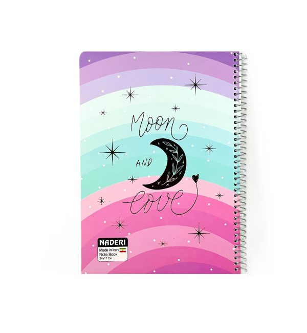 تصاویر دفتر 100 برگ جلد شومیز نادری NADERI سری طلاکوب رنگین کمانی طرح MOON AND EVRY کد 00357 دفتر 100 برگ جلد شومیز نادری NADERI سری طلاکوب رنگین کمانی طرح MOON AND EVRY کد 00357