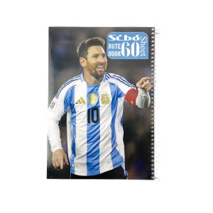 عکس دفتر 60 برگ مجلد سیبو SIBO مدل فوتبالی طرح مسی بازوبند قرمز کد F29 - شماره 6
