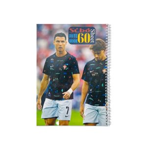 عکس دفتر 60 برگ مجلد سیبو SIBO مدل فوتبالی طرح رونالدو لباس آبی کد F29 - شماره 15