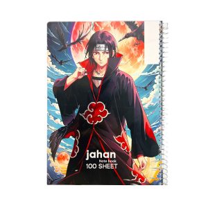 عکس دفتر 100 برگ خط دار مجلد برند جهان JAHAN سری انیمه طرح ایتاچی کد 903 - شماره 2